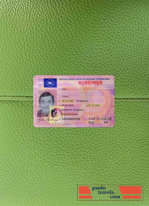 Netherlands driving license photolook FRONT PSD template